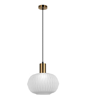 PAPEL: Interior Pleated Opal Opaque / Translucent Dome Glass Pendant Lights