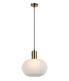 PAPEL: Interior Pleated Opal Opaque / Translucent Dome Glass Pendant Lights