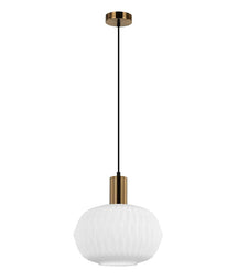 PAPEL: Interior Pleated Opal Opaque / Translucent Dome Glass Pendant Lights