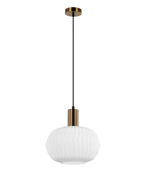 PAPEL: Interior Pleated Opal Opaque / Translucent Dome Glass Pendant Lights