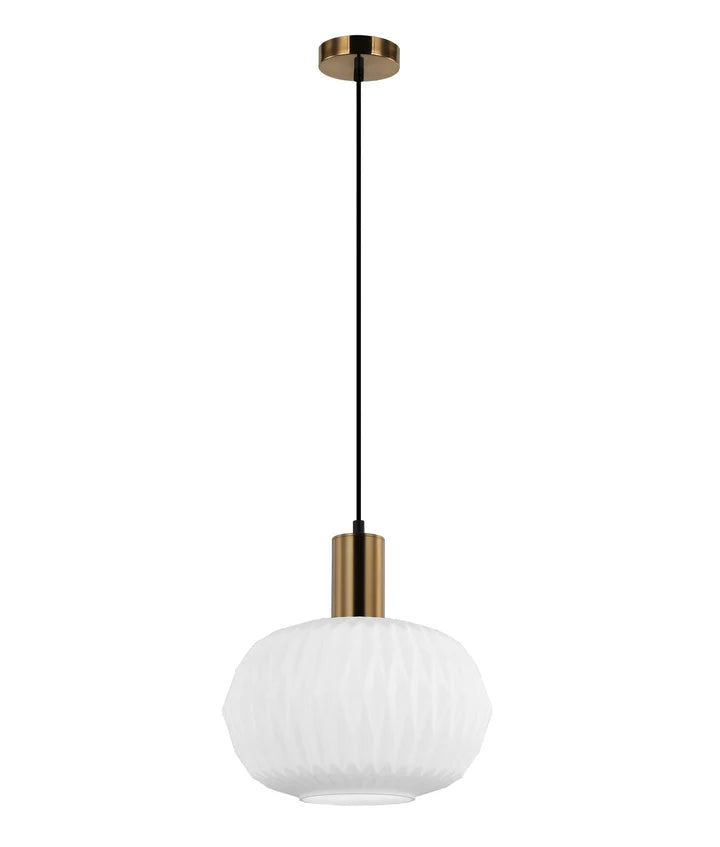 PAPEL: Interior Pleated Opal Opaque / Translucent Dome Glass Pendant Lights