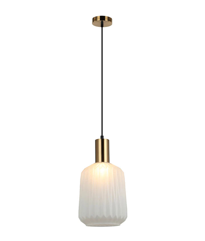 PAPEL: Interior Pleated Opal Opaque / Translucent Jar Glass Pendant Lights