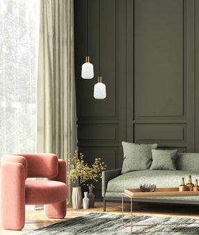 PAPEL: Interior Pleated Opal Opaque / Translucent Jar Glass Pendant Lights