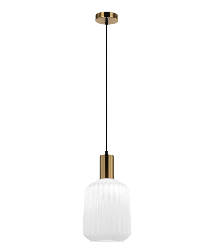 PAPEL: Interior Pleated Opal Opaque / Translucent Jar Glass Pendant Lights