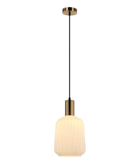PAPEL: Interior Pleated Opal Opaque / Translucent Jar Glass Pendant Lights