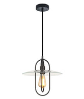 PAPILLON: Interior Oblong Iron with Glass Coolie Pendant Lights