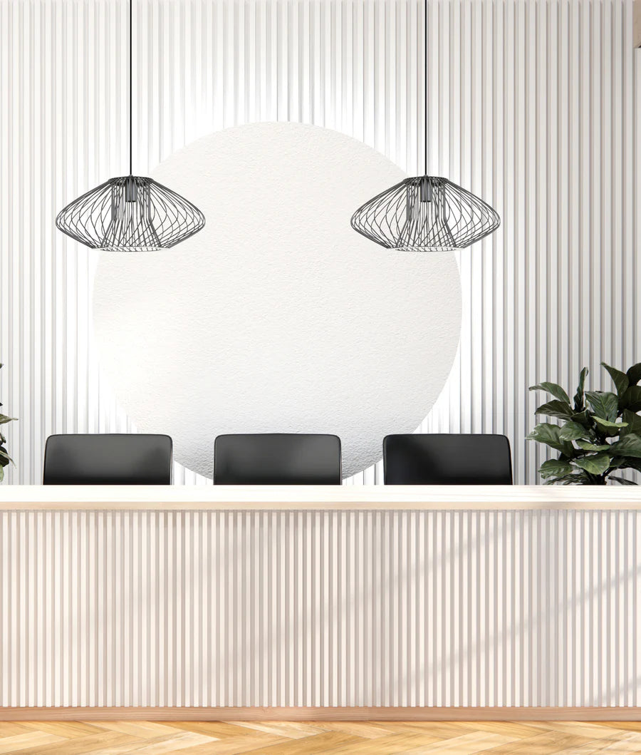 PARRILLA: Interior Oval Cage Iron Pendant Lights OD440mm