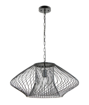 PARRILLA: Interior Oval Cage Iron Pendant Lights OD600mm