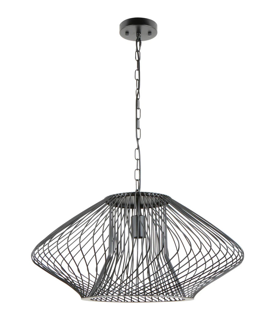 PARRILLA: Interior Oval Cage Iron Pendant Lights OD600mm