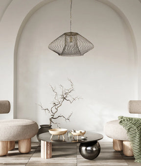 PARRILLA: Interior Oval Cage Iron Pendant Lights OD600mm