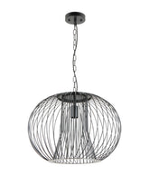 PARRILLA: Interior Round Cage Iron Pendant Lights