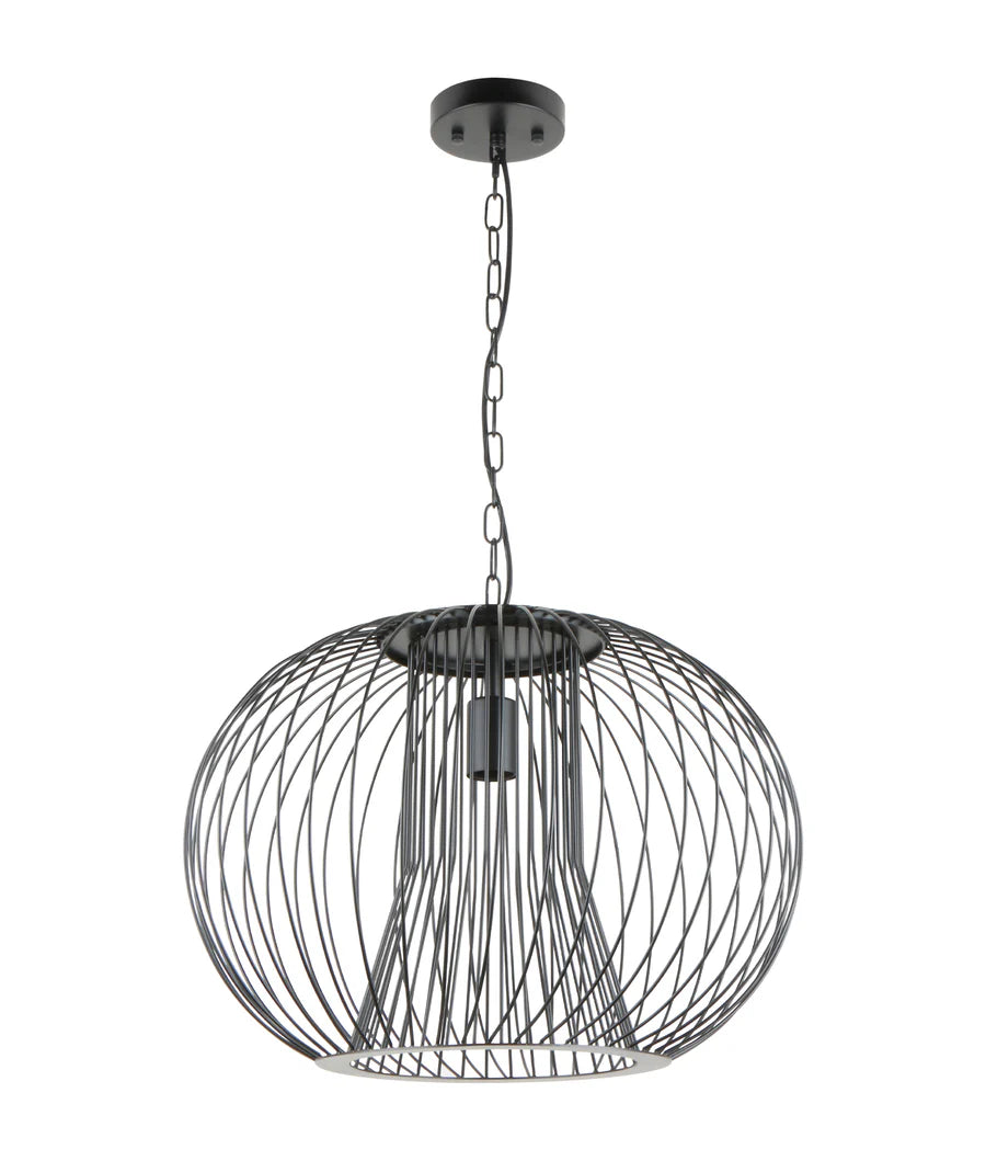 PARRILLA: Interior Round Cage Iron Pendant Lights