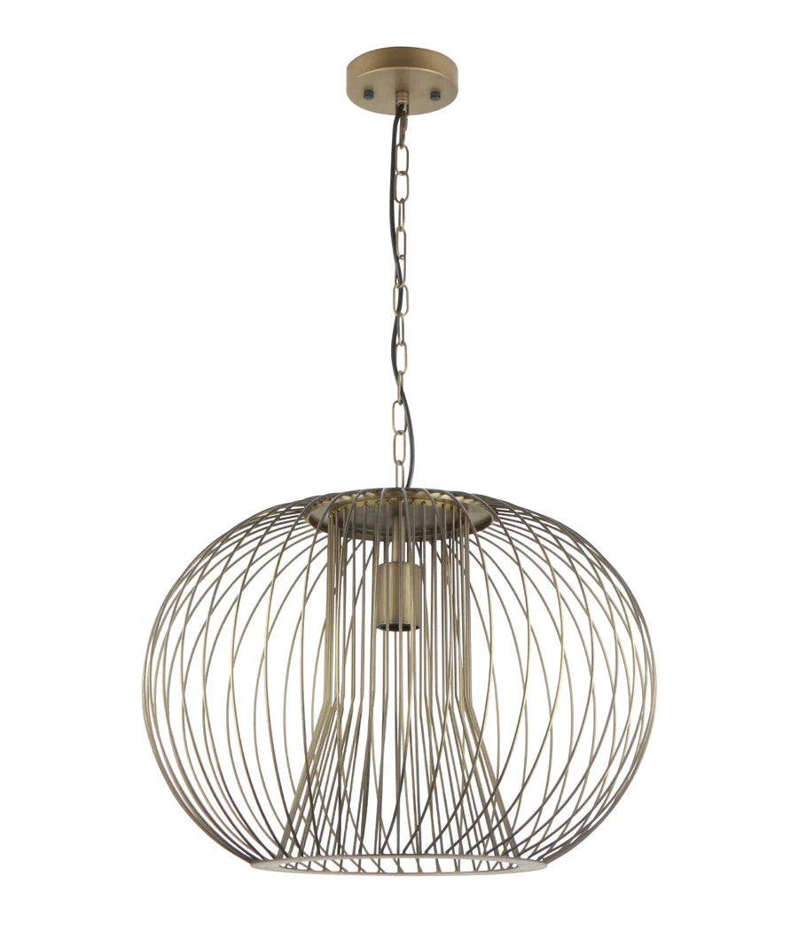 PARRILLA: Interior Round Cage Iron Pendant Lights