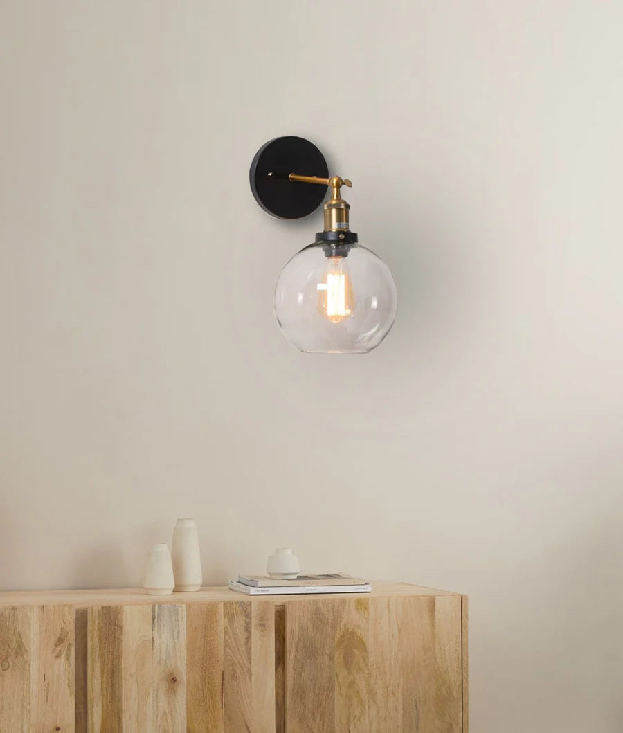 PESINI Interior Swing Arm Glass with Antique Brass/ Chrome Highlight Wall Lights