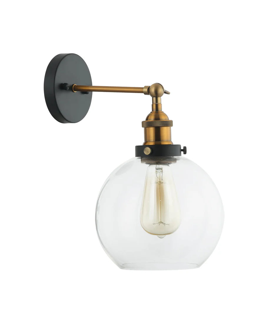 PESINI Interior Swing Arm Glass with Antique Brass/ Chrome Highlight Wall Lights