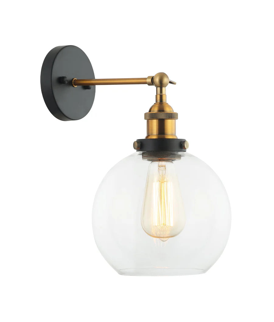 PESINI Interior Swing Arm Glass with Antique Brass/ Chrome Highlight Wall Lights