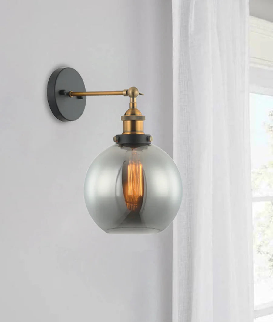 PESINI Interior Swing Arm Glass with Antique Brass/ Chrome Highlight Wall Lights