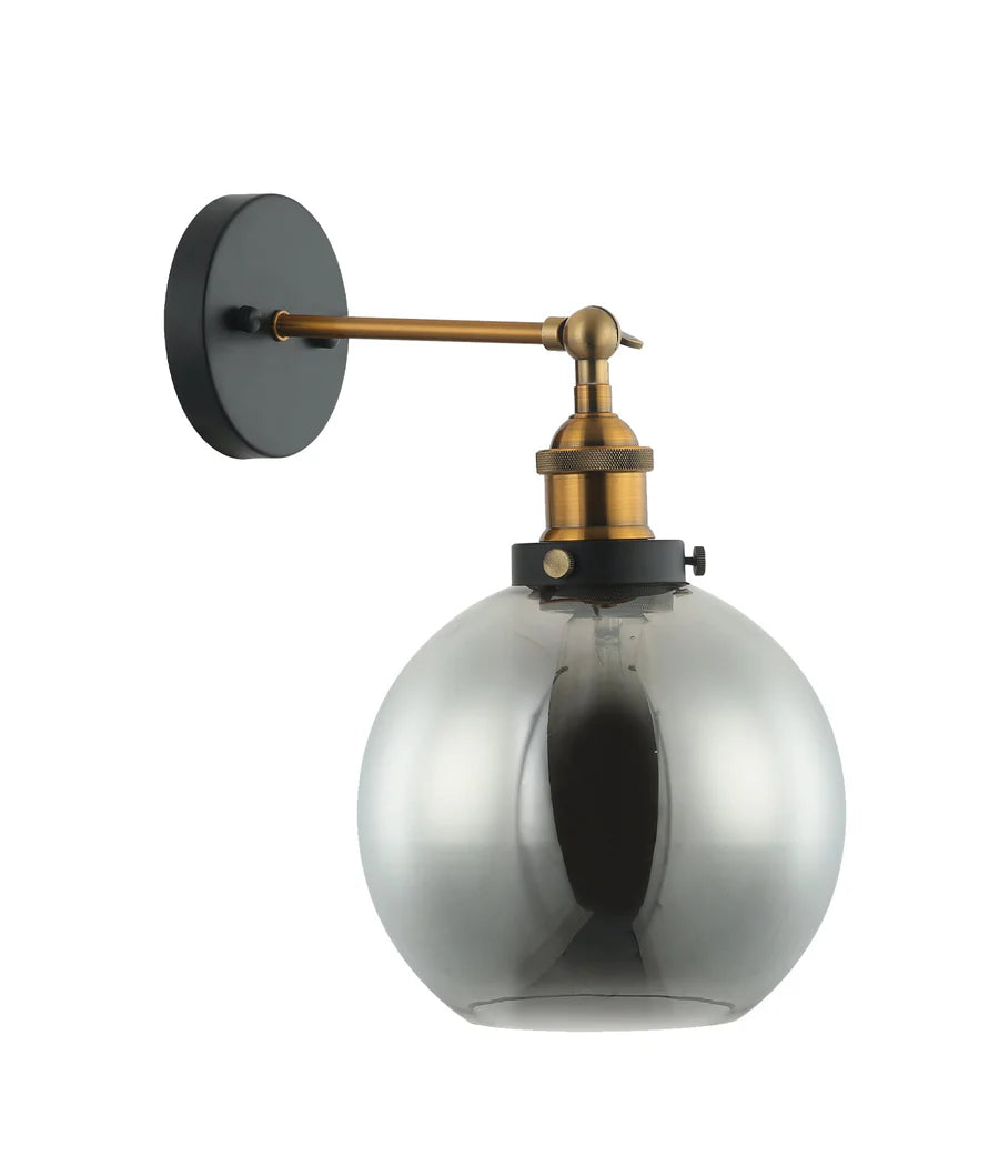 PESINI Interior Swing Arm Glass with Antique Brass/ Chrome Highlight Wall Lights
