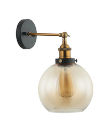 PESINI Interior Swing Arm Glass with Antique Brass/ Chrome Highlight Wall Lights