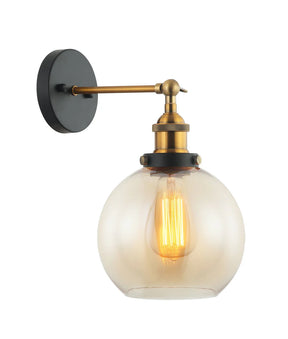 PESINI Interior Swing Arm Glass with Antique Brass/ Chrome Highlight Wall Lights