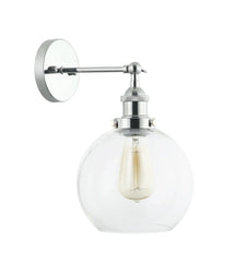 PESINI Interior Swing Arm Glass with Antique Brass/ Chrome Highlight Wall Lights
