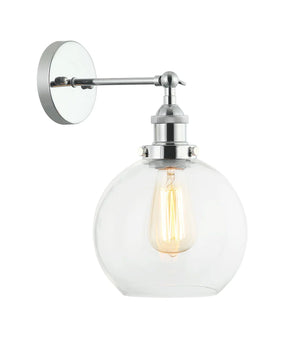 PESINI Interior Swing Arm Glass with Antique Brass/ Chrome Highlight Wall Lights