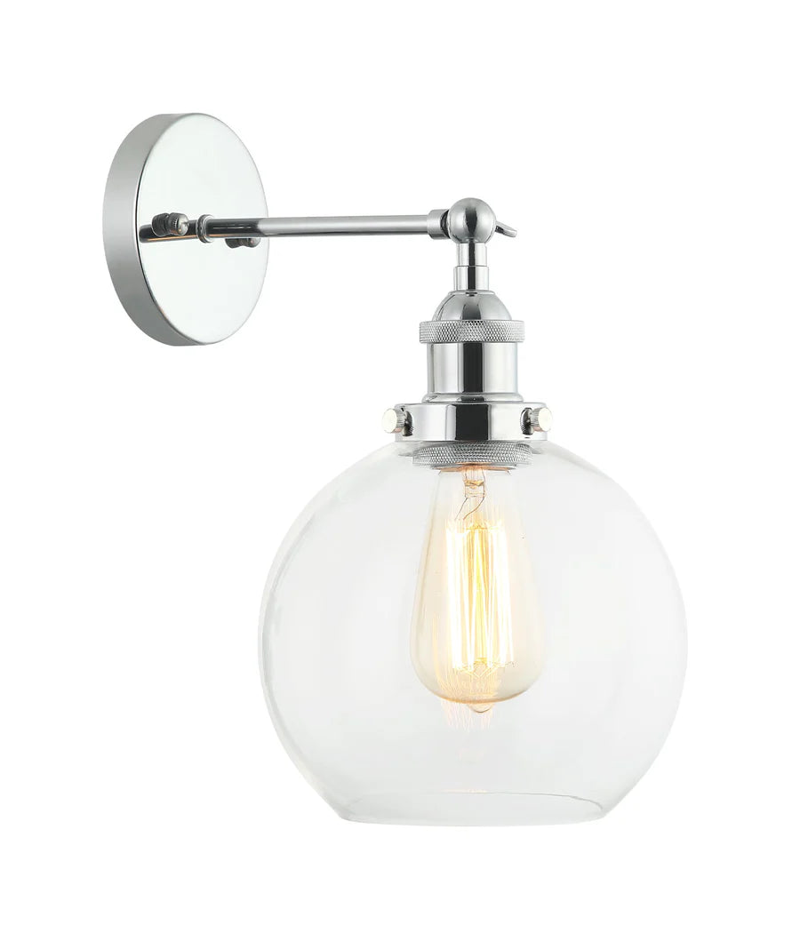 PESINI Interior Swing Arm Glass with Antique Brass/ Chrome Highlight Wall Lights
