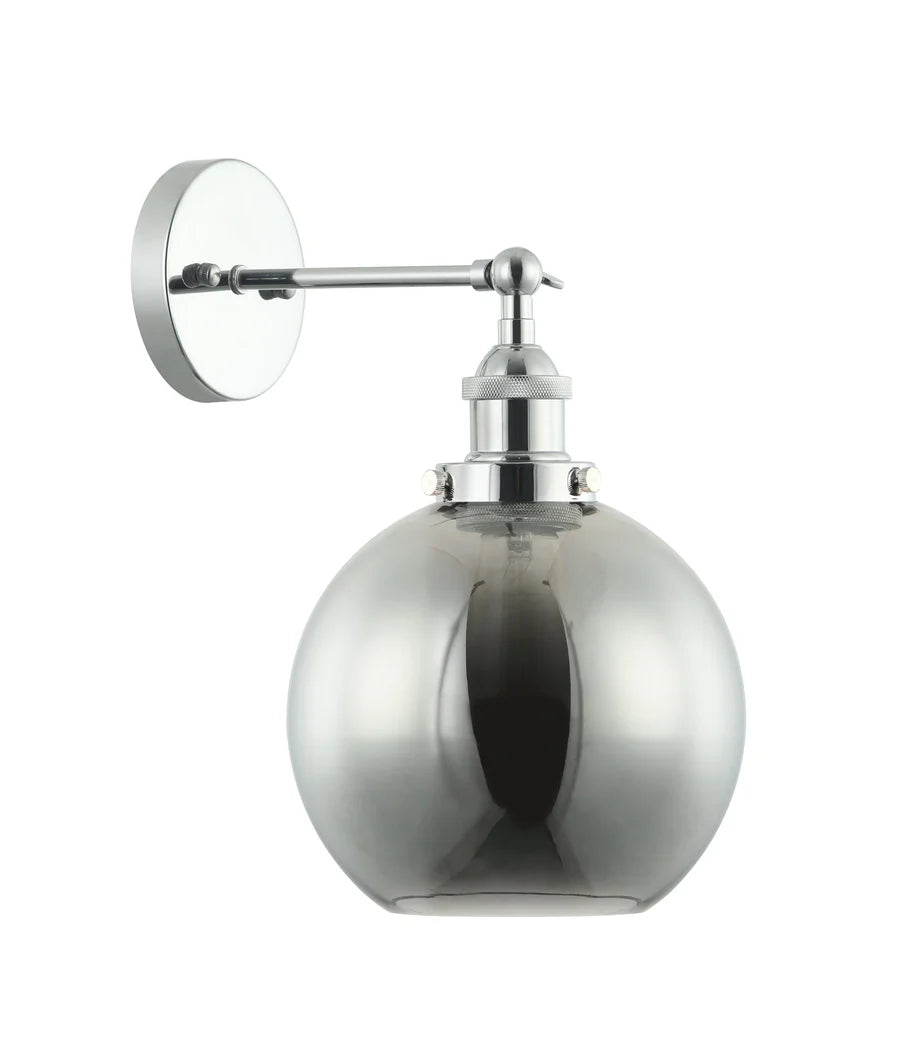 PESINI Interior Swing Arm Glass with Antique Brass/ Chrome Highlight Wall Lights