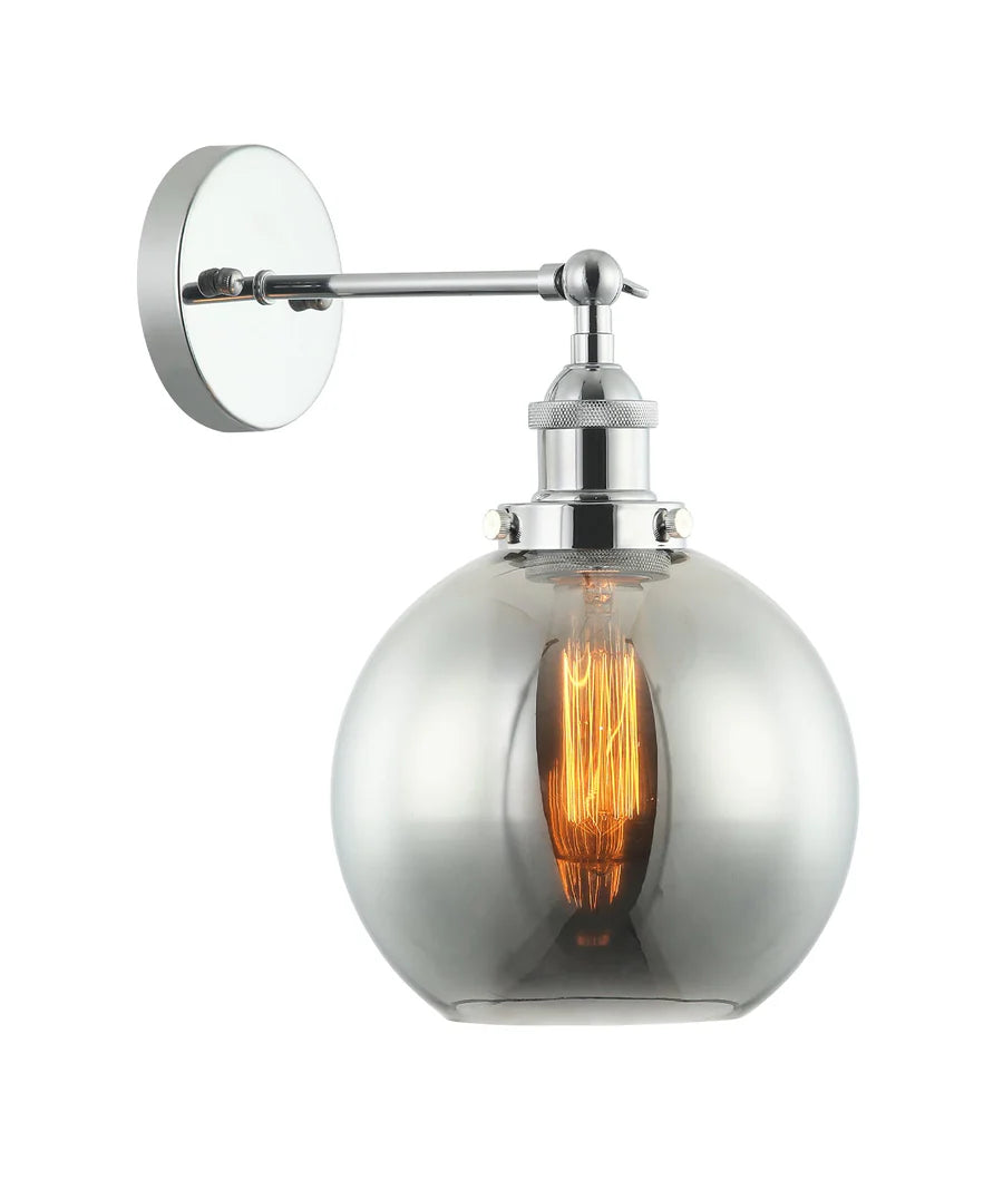 PESINI Interior Swing Arm Glass with Antique Brass/ Chrome Highlight Wall Lights