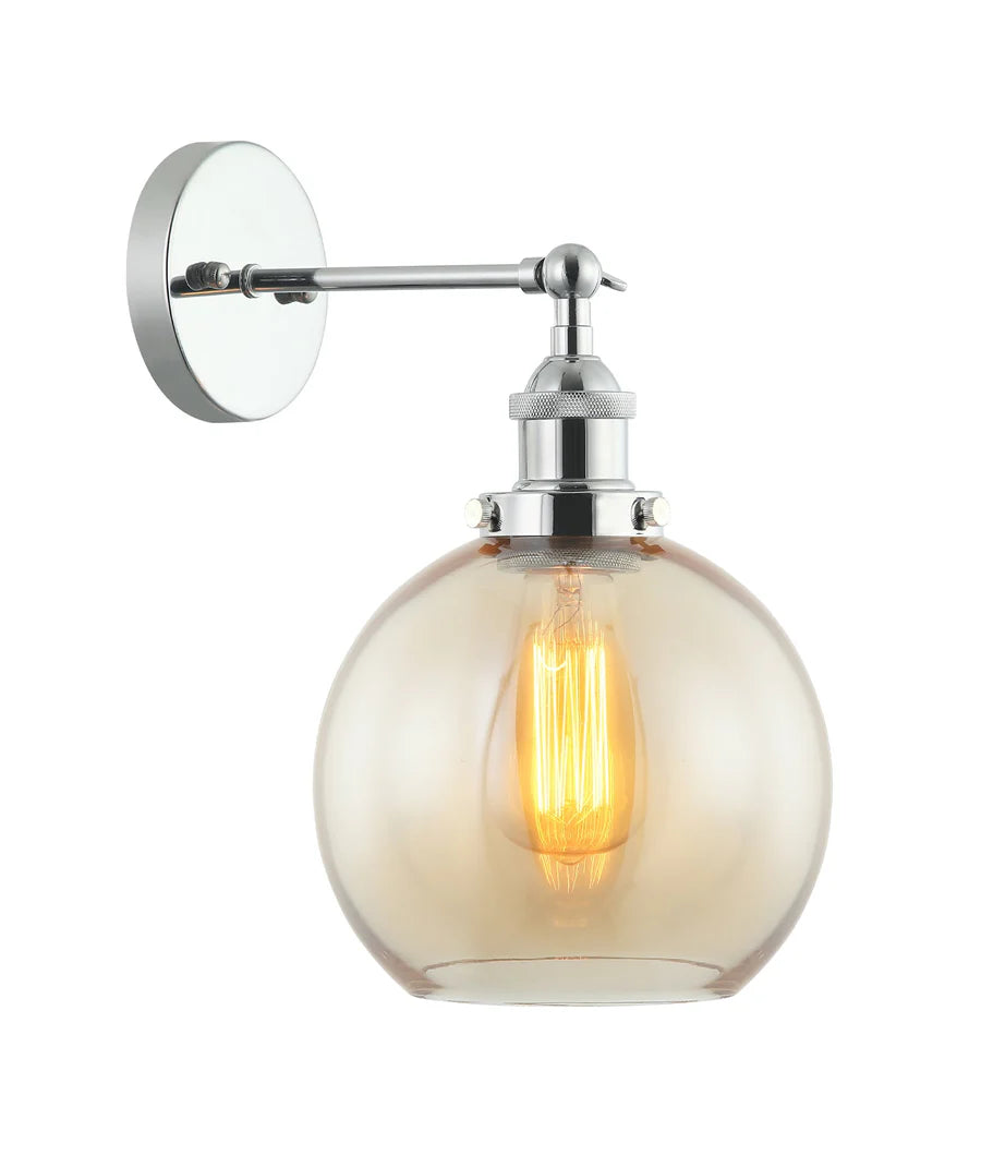 PESINI Interior Swing Arm Glass with Antique Brass/ Chrome Highlight Wall Lights