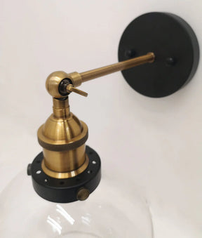 PESINI Interior Swing Arm Glass with Antique Brass/ Chrome Highlight Wall Lights