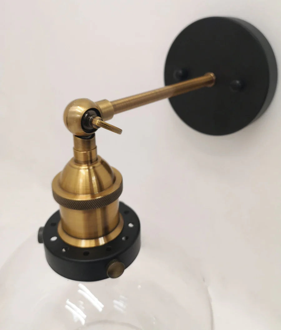 PESINI Interior Swing Arm Glass with Antique Brass/ Chrome Highlight Wall Lights