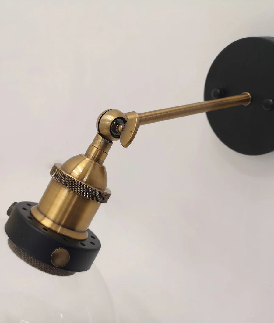 PESINI Interior Swing Arm Glass with Antique Brass/ Chrome Highlight Wall Lights