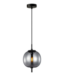 PINO: Interior Opal Matte / Smokey Black Mirror Finish Glass Round Pendant Lights