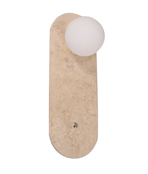 Wall Int S/M G9 Oblong Travertine Base w/Beige Finish Inc Switch & Round Opal Diffuser