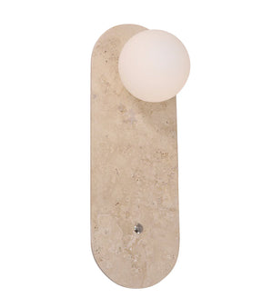 Wall Int S/M G9 Oblong Travertine Base w/Beige Finish Inc Switch & Round Opal Diffuser