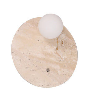 Wall Int S/M G9 Round Travertine Base w/Beige Finish Inc Switch & Round Opal Diffuser