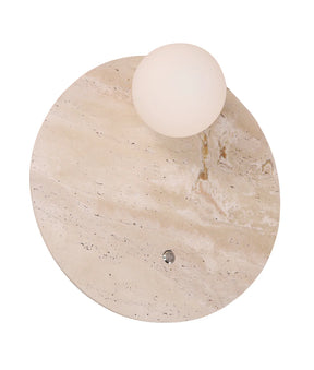 Wall Int S/M G9 Round Travertine Base w/Beige Finish Inc Switch & Round Opal Diffuser