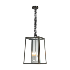 Preston P3 30CM BRZ 3 Light Large E14 Brass Bevelled Glass Pendant Bronze