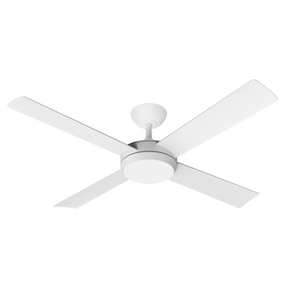Proton DC 1220mm All ABS 4 Fast Fix Blade Wall Control Ceiling Fan With 24W Dimmable Tricolour LED Light Matt White