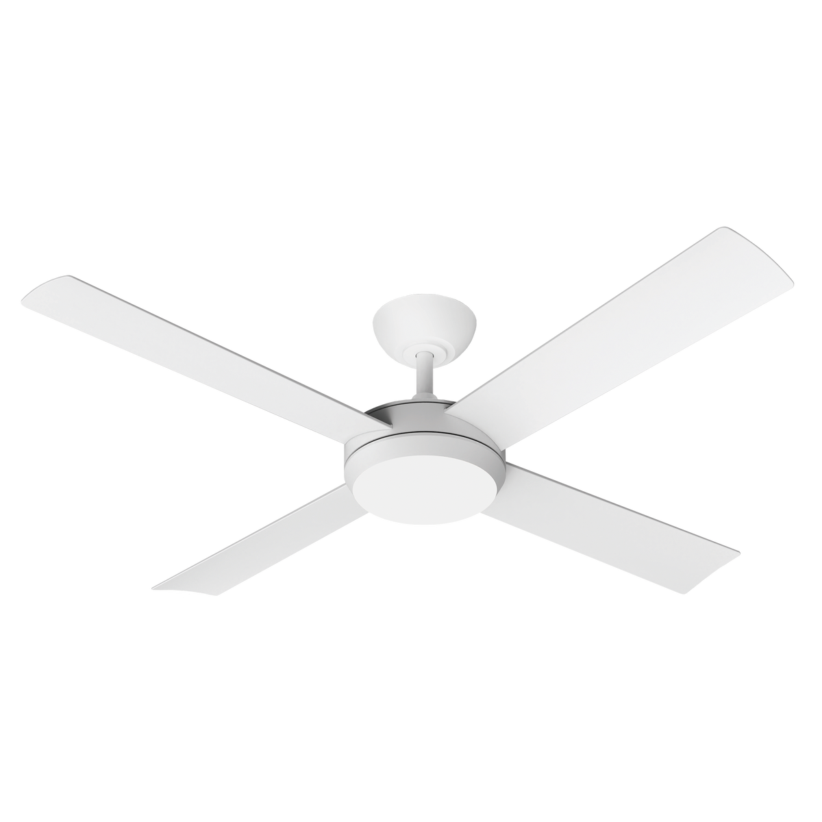 Proton DC 1320mm All ABS 4 Fast Fix Blade Wall Control Ceiling Fan With 24W Dimmable Tricolour LED Light Matt White