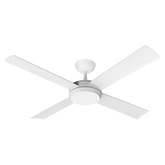 Proton DC 1320mm All ABS 4 Fast Fix Blade Wall Control Ceiling Fan With 24W Dimmable Tricolour LED Light Matt White