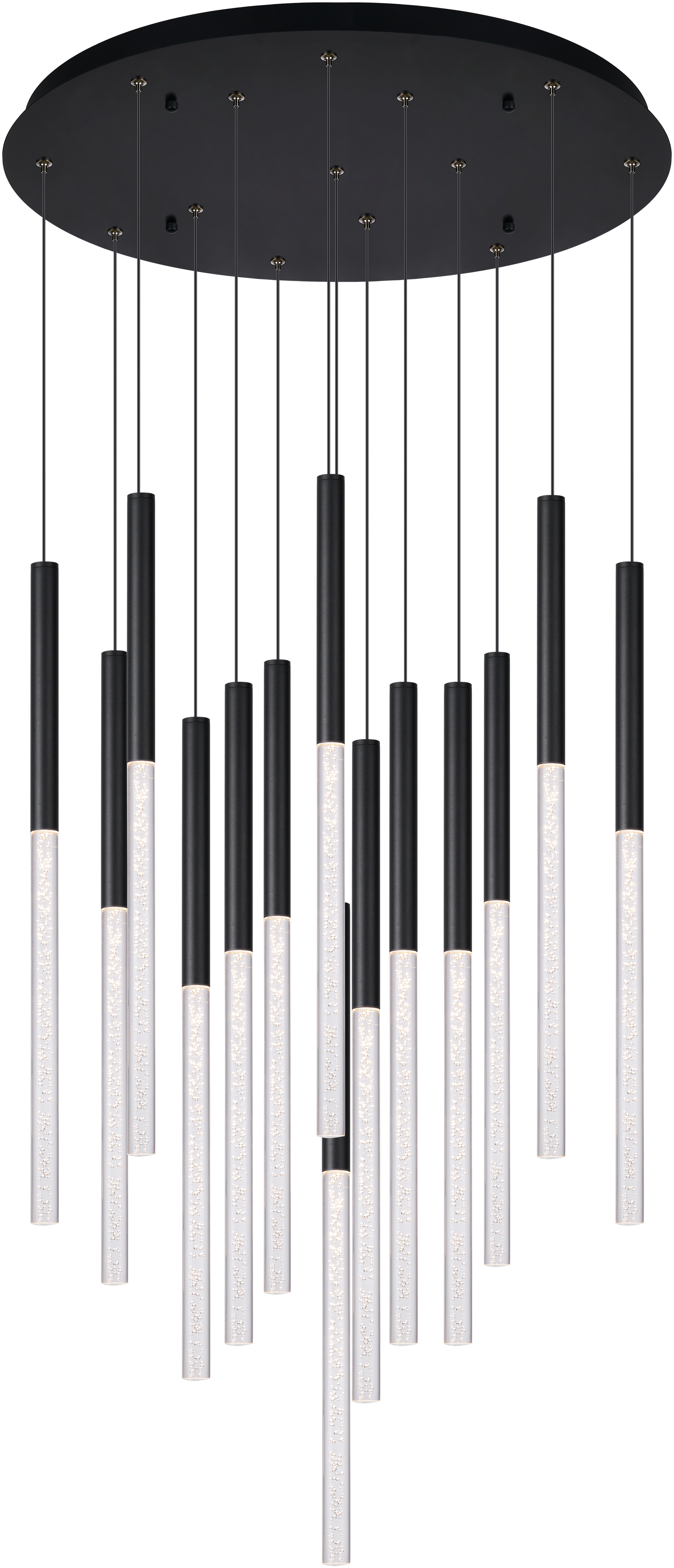 Rhea Pencil Drop 14 Light LED Pendant Black