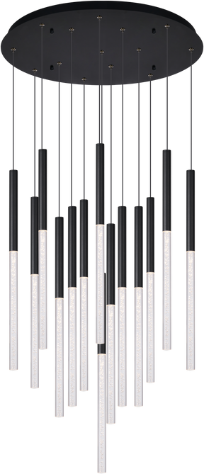 Rhea Pencil Drop 14 Light LED Pendant Black