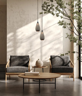 RICTUS: Bohemian Glass with Quadrilateral Segments Tear Drop Shape Pendant Lights