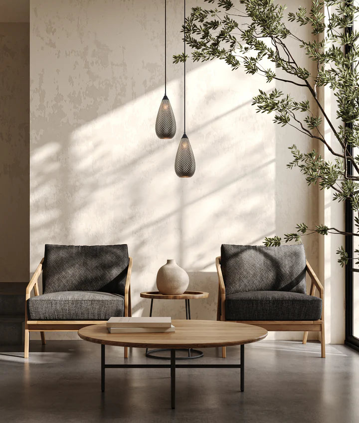 RICTUS: Bohemian Glass with Quadrilateral Segments Tear Drop Shape Pendant Lights