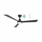 Riviera DC 1320mm 3 ABS Blade WIFI & Remote Control Ceiling Fan with Variable Dim 15w CCT LED Light Matt Black