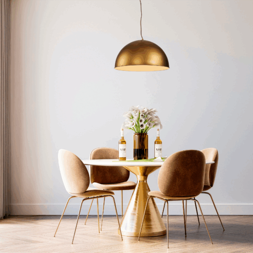 Rowen 1 Light 50cm E27 Dome Pendant Silky Gold