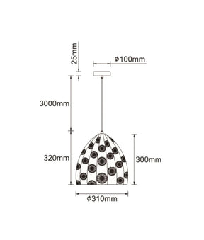 SARI: Bohemian Interior Embossed Ellipse Aged Brass Steel Ombre Pendant Light