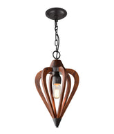 SENORITA: Rustic Small Tuscan Coffee Cherry / Winter Moss Wood Pendant Light